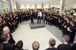Prime Minister David Cameron talks to McLaren Production Centre staff on MP4-12C production line