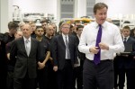 Prime Minister David Cameron talks with McLaren Production Centre staff